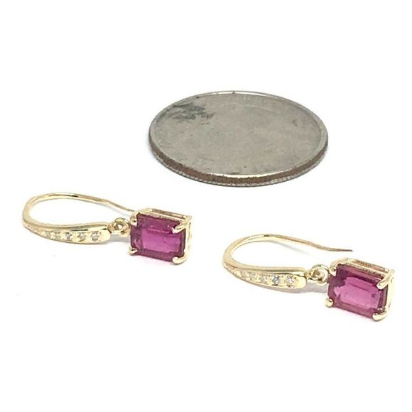Diamond Rubellite Tourmaline Earrings 14k Gold 2.05 TCW Certified $1,690 821770 - Picture 10 of 12